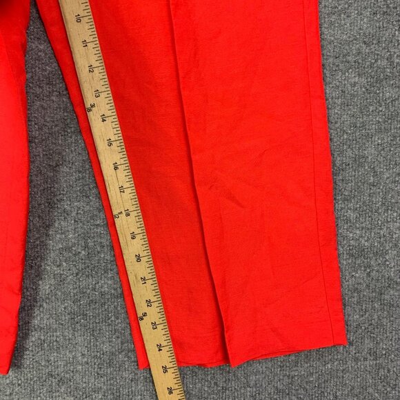 NEW Ann Taylor Womens Red Linen‎ Blend Tie-Waist Pants L Petite High Rise - Picture 10 of 12